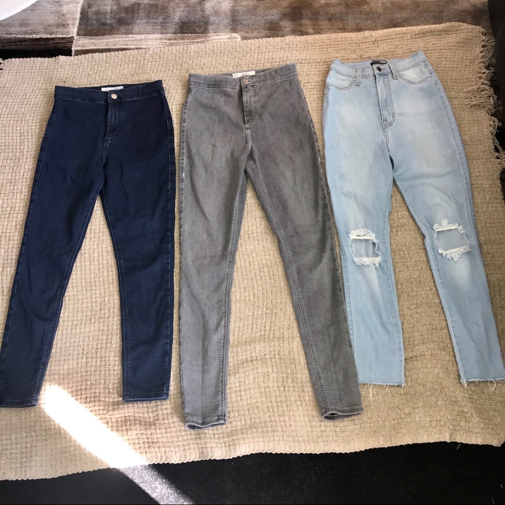2 High Rise Jeans: 1 Topshop Joni + 1 Fashion Nova